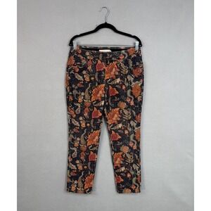 Soft Surroundings Pants Womens Medium Petite Corduroy Slim Ankle Floral Jeans